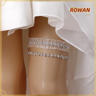 Rowans ถุงเท้าลูกไม้ ดอกไม้ แวววาว ระยิบระยับ คริสตัล ต้นขา แหวน, แฟชั่น กลิตเตอร์ ตาข่าย เจ้าสาว แขวนผู้หญิง