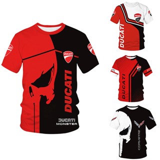 ใหม่ เสื้อยืดลําลอง แขนสั้น พิมพ์ลายโลโก้ Ducati car สําหรับผู้ชาย