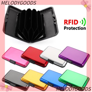 Melodg กระเป๋าสตางค์ โลหะ ป้องกันขโมย สําหรับใส่บัตรเครดิต นามบัตร