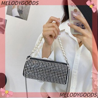 Melodg กระเป๋าคลัทช์ สะพายไหล่ ประดับเพชรเทียม สําหรับผู้หญิง