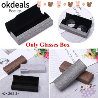 OKDEALS กล่องใส่แว่นตา ทรงสี่เหลี่ยม แบบพกพา พับได้ สไตล์วินเทจ