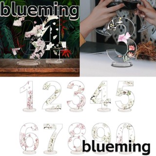 Blueming2 ป้ายตัวเลขอะคริลิคใส ฐานไม้ สําหรับตั้งโต๊ะ งานแต่งงาน