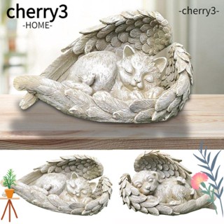 Cherry3 รูปปั้นสุนัข แมว ปีกนางฟ้า สําหรับตกแต่งสวน กลางแจ้ง