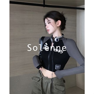 Solenne  เสื้อครอป เสื้อยืดผู้หญิง ครอป baby tee สาวเรโทร 2023 NEW Style ทันสมัย High quality Trendy คุณภาพสูง A29J1G5 36Z230909