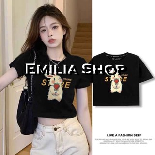 EMILIA SHOP  เสื้อยืด ครอป เสื้อยืดผู้หญิง  Stylish คุณภาพสูง สไตล์เกาหลี สบาย A99J20O 36Z230909