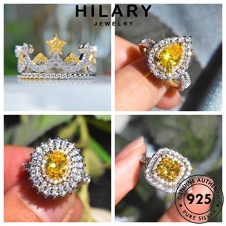 HILARY JEWELRY ผู้หญิง ซิทริน แฟชั่น หรูหรา เครื่องประดับ Silver เงิน แท้ เครื่องประดับ แหวน ต้นฉบับ 925 เกาหลี M096