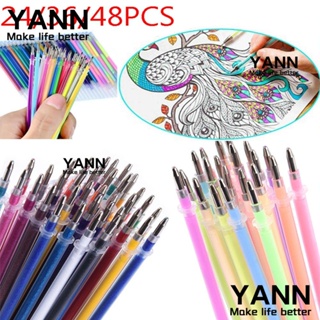 Yann1 ไส้ปากกากลิตเตอร์ DIY สําหรับวาดภาพ สํานักงาน โรงเรียน 24 36 48 ชิ้น