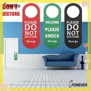 FOREVER Useful Door Hanger Tags PU Leather Cleaning Label Do Not Disturb Signs Double-sided Make up Room Hotel Bulletin Board Tips Tag Club Shop Durable Door Knobs Hanger Pendant