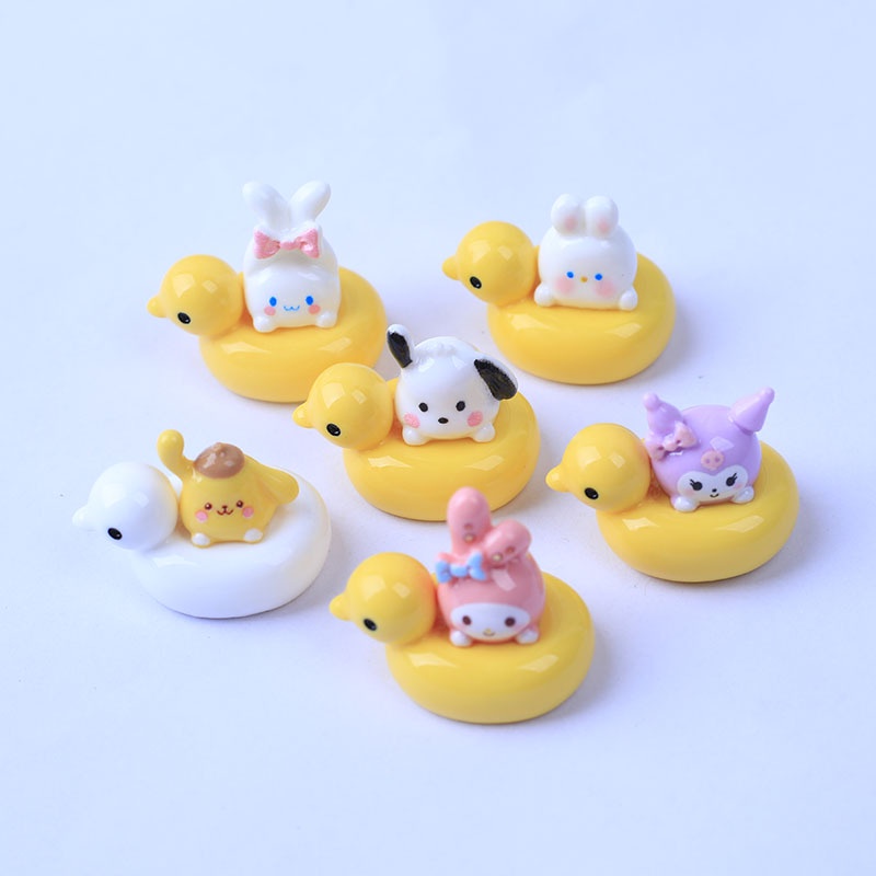 6pcs Glossy Sanrio พร้อมแหวนว่ายน้ําน่ารักเรซิ่น Charms สําหรับ DIY (8-330)