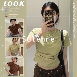 Solenne  เสื้อครอป เสื้อยืดผู้หญิง ครอป baby tee สาวเรโทร 2023 NEW Style พิเศษ fashion สบาย Comfortable A99J30V 36Z230909