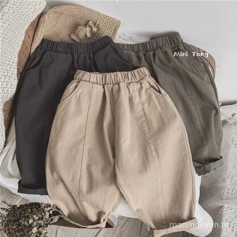 กางเกงขายาวลําลอง ลายนูน รูปแครอท คุณภาพดี แฟชั่นฤดูใบไม้ผลิ และฤดูใบไม้ร่วง สําหรับเด็กผู้ชาย และผู้หญิง