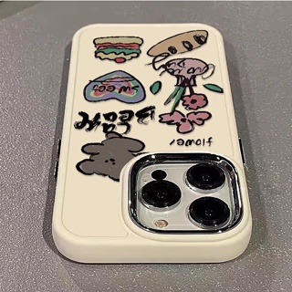 เคสโทรศัพท์มือถือซิลิโคน TPU นิ่ม ขอบสี่เหลี่ยม กันกระแทก ลายหมีน่ารัก สําหรับ IPhone 14 13 12 11 Pro Max Xs Max 8 + 7 Plus