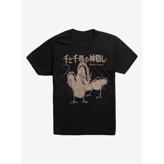 อ่อนนุ่ม 6 Studio Ghibli Spirited Away Haku เสื้อยืดแขนสั้นผ้าฝ้ายเสื้อยืดสีเทาดำ ชุดลำลอง_07