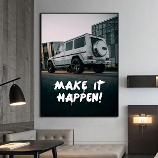 ภาพโปสเตอร์ ผ้าแคนวาส พิมพ์ลาย Make It Happen สําหรับตกแต่งผนังบ้าน ห้องนั่งเล่น 0711