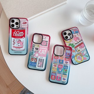 Casetify เคสโทรศัพท์มือถือแบบแข็ง ใส แต่งกลิตเตอร์ ไล่โทนสีชมพู ฟ้า สําหรับ iPhone 14 13 12 Pro Max