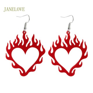 Jlove โบโฮ น้ําหนักเบา อะคริลิค กลวง เปลวไฟ หัวใจ หล่น ต่างหูห้อย สําหรับผู้หญิง เด็กผู้หญิง ที่ไม่ซ้ํากัน เสน่ห์ เปลวไฟ ความรัก หัวใจ หู