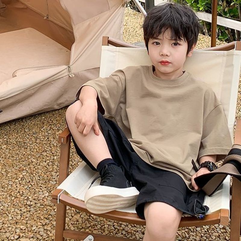【Kid Top】เสื้อยืด แขนสั้น เนื้อผ้าฝ้ายล้วน แฟชั่นฤดูร้อน สําหรับเด็กผู้ชาย ผู้หญิง (3-14 ปี) (7 สี)