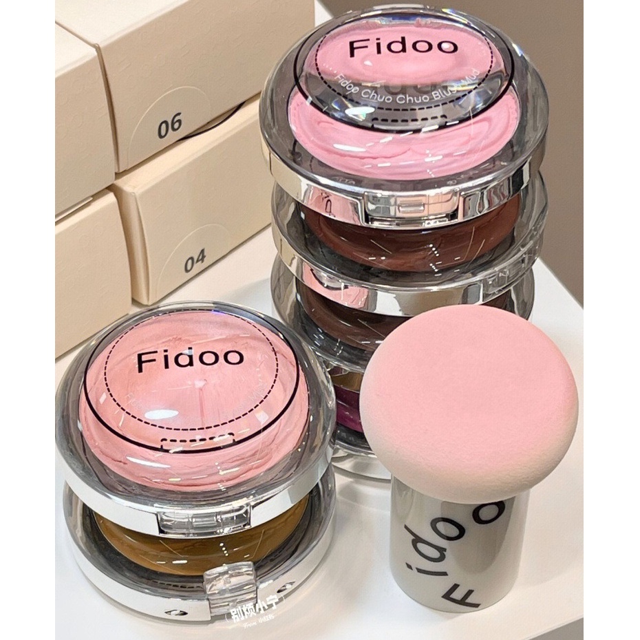 Fidoo Fidoo fidoo Stamp Blush Mud Monochrome Soft Mist Blush Cream High Gloss Natural Contour Blush 