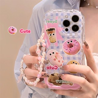 [พร้อมส่ง] เคสป้องกันโทรศัพท์มือถือ ลายครีม พร้อมสายคล้องมือ สําหรับ Apple iPhone 15 14 13 12 11 PROMAX XS XR XSMAX SE2020 6 7 8PLUS MINI