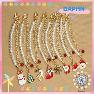 Daphs 2 ชิ้น ต้นคริสต์มาส กําไล จี้ซานตาคลอส สร้อยข้อมือคริสต์มาส ปรับได้ จี้สโนว์แมน สร้อยข้อมือมุกเทียม คริสต์มาส