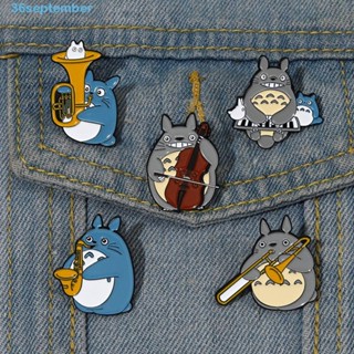 September เข็มกลัดอัลลอย ลาย Totoro Orchestra น่ารัก อินเทรนด์ อุปกรณ์เสริม สําหรับติดปกเสื้อ เปียโน ของขวัญ