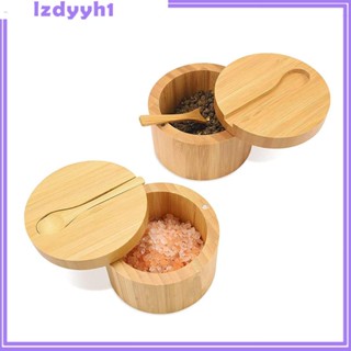 [JoyDIY] กล่องไม้ พร้อมฝาปิด และช้อน เครื่องปรุงรส สําหรับเคาน์เตอร์กาแฟ