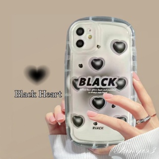 เคสโทรศัพท์มือถือแบบนิ่ม TPU ใส ลายหัวใจ สีดํา สําหรับ Realme C53 C55 10 C35 C33 C31 C30 C30s C25Y C21Y C25 C25s C12 C15 C20 C20A C11 C17 7i 7 5 5i 5s 6i C3 Narzo 50i 50A Prime