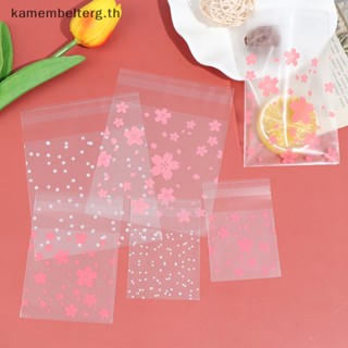 Kam ถุงพลาสติกใส่ขนมคุกกี้ ลายจุด ดอกซากุระ 100 ชิ้น ต่อชุด