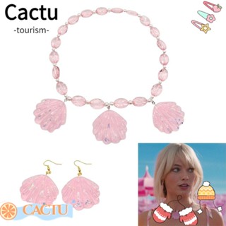 Cactu สร้อยคอ จี้รูปการ์ตูนบาร์บี้ สีชมพู เครื่องประดับ สําหรับตุ๊กตาบาร์บี้