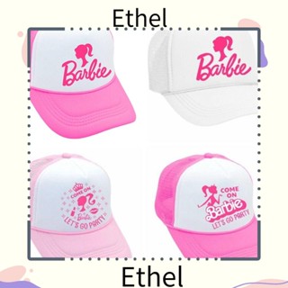 Ethel1 หมวกเบสบอล หมวกบังแดด ผ้าตาข่าย สีชมพู ปรับได้ ลายตัวอักษรบาร์บี้ บังแดด แฟชั่นสําหรับผู้ชาย ผู้หญิง