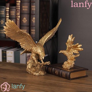 Lanfy ฟิกเกอร์เรซิ่น รูปนกอินทรีย์ สีทอง สไตล์จีน สําหรับตกแต่งห้องนอน