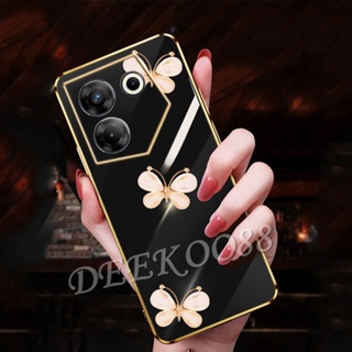  เคสมือถือ แบบนิ่ม ลายผีเสื้อน่ารัก 3D สําหรับ Tecno Camon 20 Pro Premier Spark Go 2023 10C 10 Pro POVA 4 4G 5G Camon20Pro