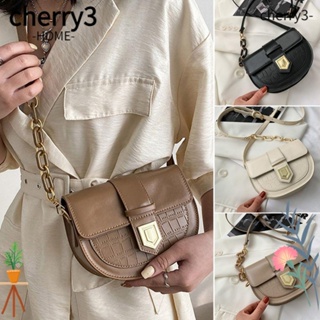 Cherry3 กระเป๋าสะพายไหล่ กระเป๋าถือ หนัง PU ลายหิน สีพื้น สไตล์เรโทร สําหรับสตรี