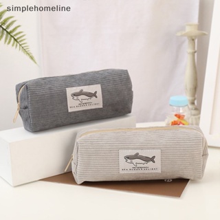 [simplehomeline] กระเป๋าดินสอ ผ้าลูกฟูก ขนาดใหญ่ จุของได้เยอะ ลายฉลาม สําหรับใส่เครื่องเขียน