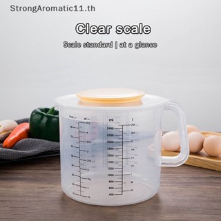 Strongaromatic ถ้วยตวง พลาสติกใส ความจุขนาดใหญ่ 2.5 ลิตร พร้อมฝาปิด สําหรับผสมอาหาร 1 ชิ้น