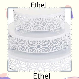 Ethel1 ชุดขาตั้งเค้ก โลหะ ทรงกลม สีขาว 8 10 12 นิ้ว สําหรับตกแต่งเค้ก งานแต่งงาน วันเกิด ปาร์ตี้ 3 ชิ้น