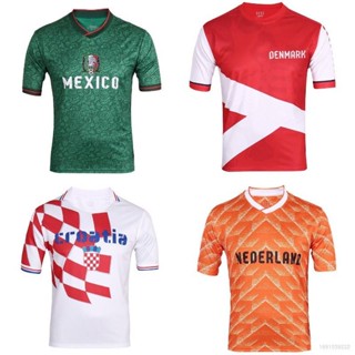 เสื้อกีฬาแขนสั้น ลายทีมชาติฟุตบอล Mexico Denmark Croatia Netherlands 22-23 คุณภาพสูง