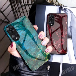 เคสโทรศัพท์มือถือกระจกนิรภัย แบบแข็ง ลายหินอ่อน สําหรับ OPPO Reno 10 Pro Plus Pro+ A98 A78 4G 5G