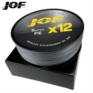 Jof X12 สายเอ็นตกปลา แบบถัก 25~92lb 500 ม. 300 ม. 100 ม. สีเทา