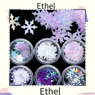 Ethel1 สติกเกอร์เลื่อม ลายเกล็ดหิมะ คริสมาสต์ คละสี สําหรับตกแต่งเล็บ