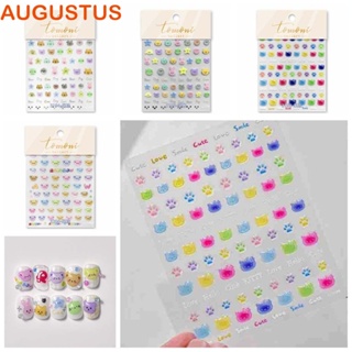 Augustus สติกเกอร์เจลลี่ ลายการ์ตูนแมว หมี กระต่าย สําหรับตกแต่งเล็บ DIY