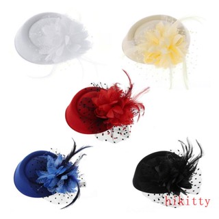 Hik Fascinators หมวกค็อกเทล ประดับขนนก สําหรับผู้หญิง