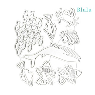 Blala แผ่นแม่แบบโลหะ ตัดลายปลา สําหรับตกแต่งสมุดภาพ การ์ด DIY