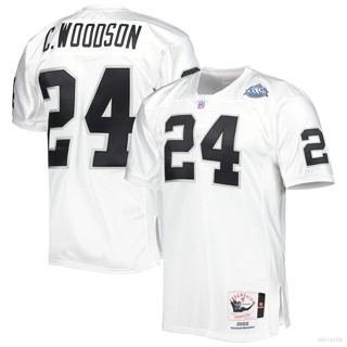 เสื้อกีฬาแขนสั้น ลายทีมชาติฟุตบอล NFL Las Vegas Raiders Jersey Charles Woodson Super Bowl XXXVII HQ1 2002 พลัสไซซ์ QH1