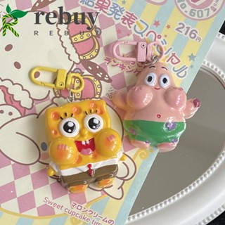 Rebuy พวงกุญแจอะคริลิค จี้การ์ตูน SpongeBob Patrick น่ารัก สไตล์เกาหลี สําหรับตกแต่งกระเป๋านักเรียน