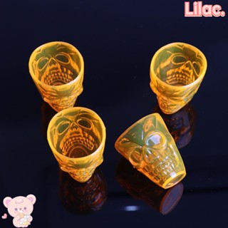 Lilac แก้วไวน์ พลาสติกใส รูปกะโหลก พร็อพสําหรับปาร์ตี้ฮาโลวีน 4 ชิ้น