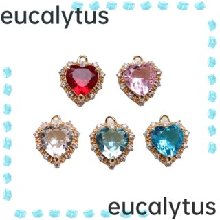 Eucalytus1 พวงกุญแจ จี้รูปหัวใจ ประดับเพทาย คริสตัล ชุบทอง 7 สี สําหรับทําเครื่องประดับ DIY 14 ชิ้น