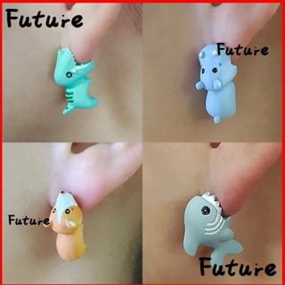 Future ต่างหูสตั๊ด เรซิ่น ลายการ์ตูนไดโนเสาร์ ปลาฉลามน่ารัก 3 คู่