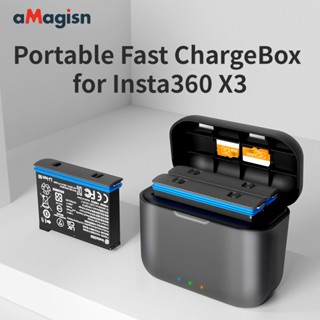 กล่องเก็บแบตเตอรี่แม่เหล็ก แบบพกพา พร้อมช่องใส่การ์ด Micro SD Insta360 X3 Insta360 X3