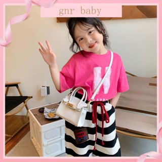 🍓GNR BABY🍋เสื้อยืดลําลอง ผ้าฝ้าย แขนสั้น คอกลม พิมพ์ลายตัวอักษร ทรงหลวม สําหรับเด็ก 3-12 ปี